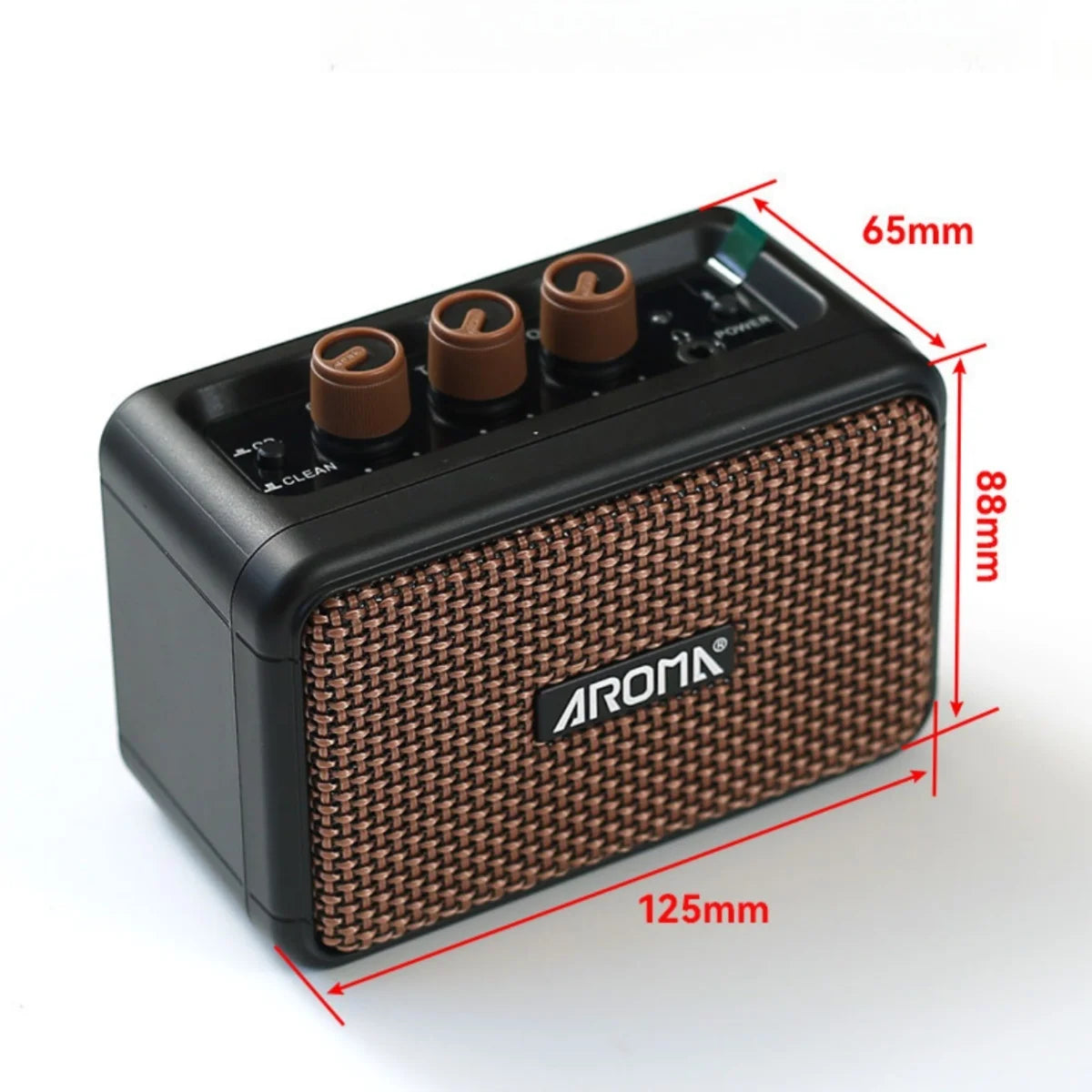 Aroma AG-04 Guitar Amplifier 5W Output Dual Speaker w/BT Wireless /Rechargeable Battery/Headphone Aux Jack Guitar Amp