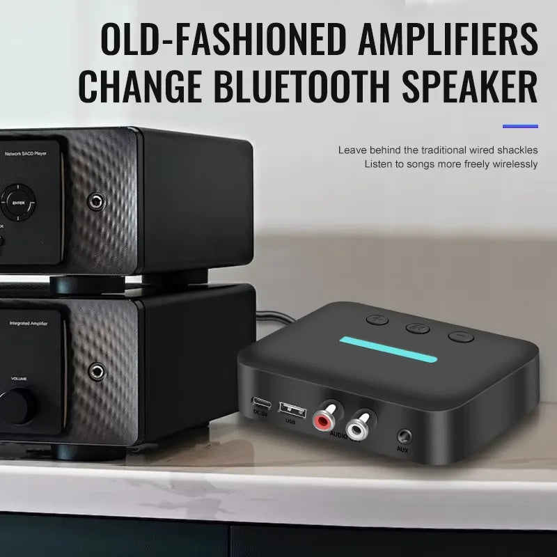 Bluetooth 6.0 Audio Receiver 3.5mm AUX RCA Wireless Audio Adapter Support U-Disk Playback For PC/TV/Car Kit/ Speaker Amplifier