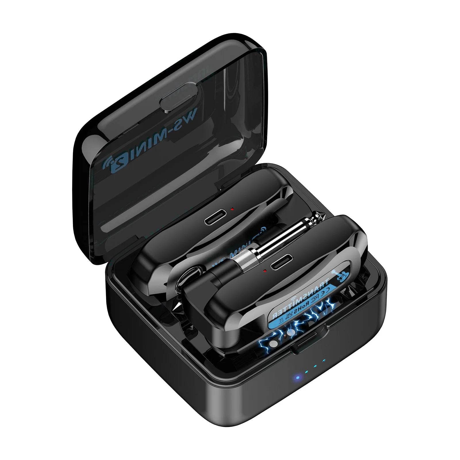 2.4G Wireless Guitar System Rechargeable Portable Transmitter Receiver Set with Charging Compartment Audio System 4 Channel