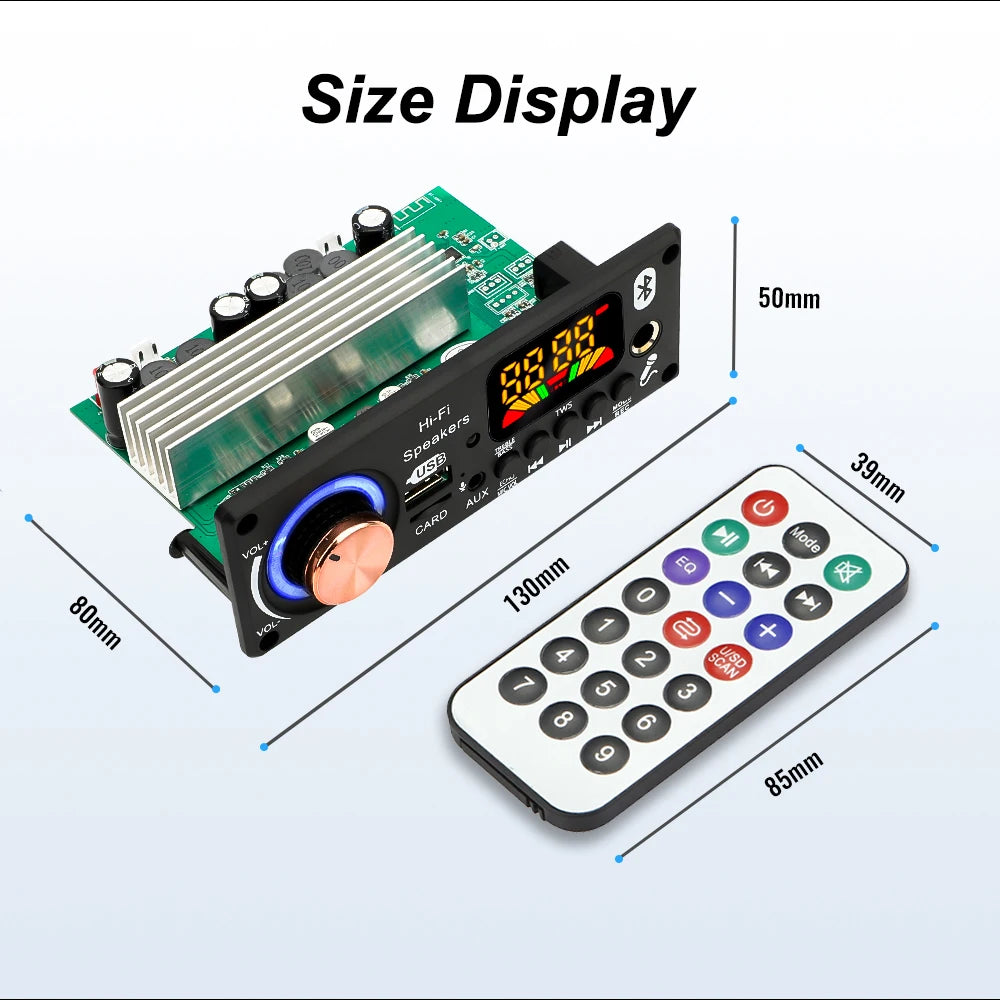 200W Amplifier Bluetooth 5.3 DIY MP3 WAV Decoder Board DC 12V 50W 100W Wireless Car USB MP3 Player TF Card Slot USB FM with Mic