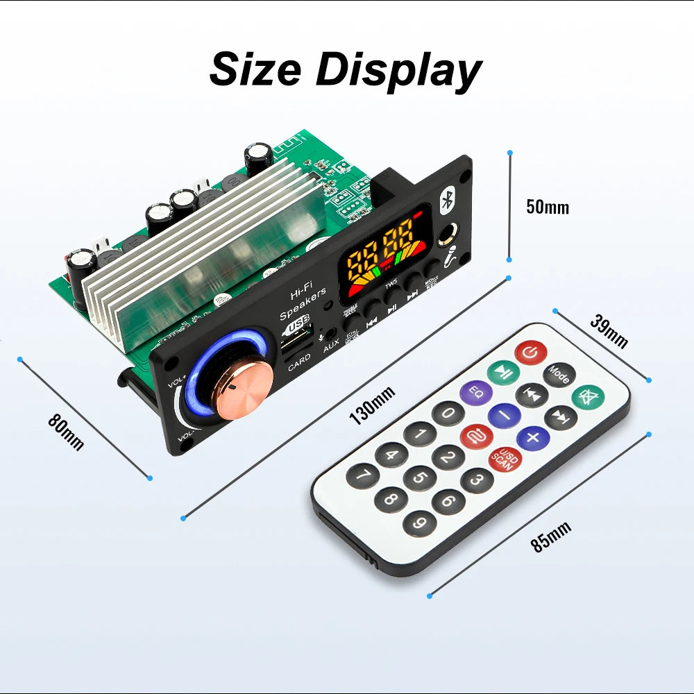 200W Amplifier Bluetooth 5.3 DIY MP3 WAV Decoder Board DC 12V 50W 100W Wireless Car USB MP3 Player TF Card Slot USB FM with Mic