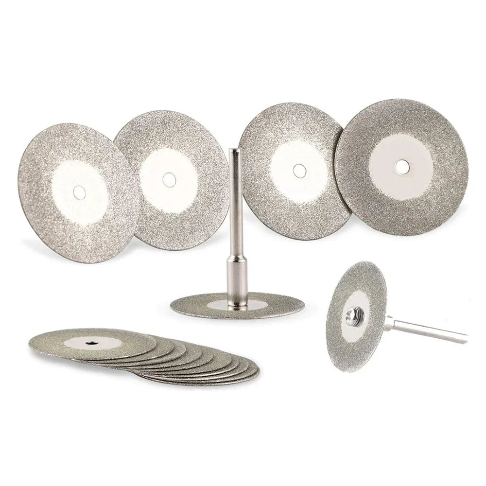 12pcs 22mm Diamond Cutting Disc 3mm Grinding Wheel Mandrel for Metal Cutting Rotary Tool Electric Grinder Parts
