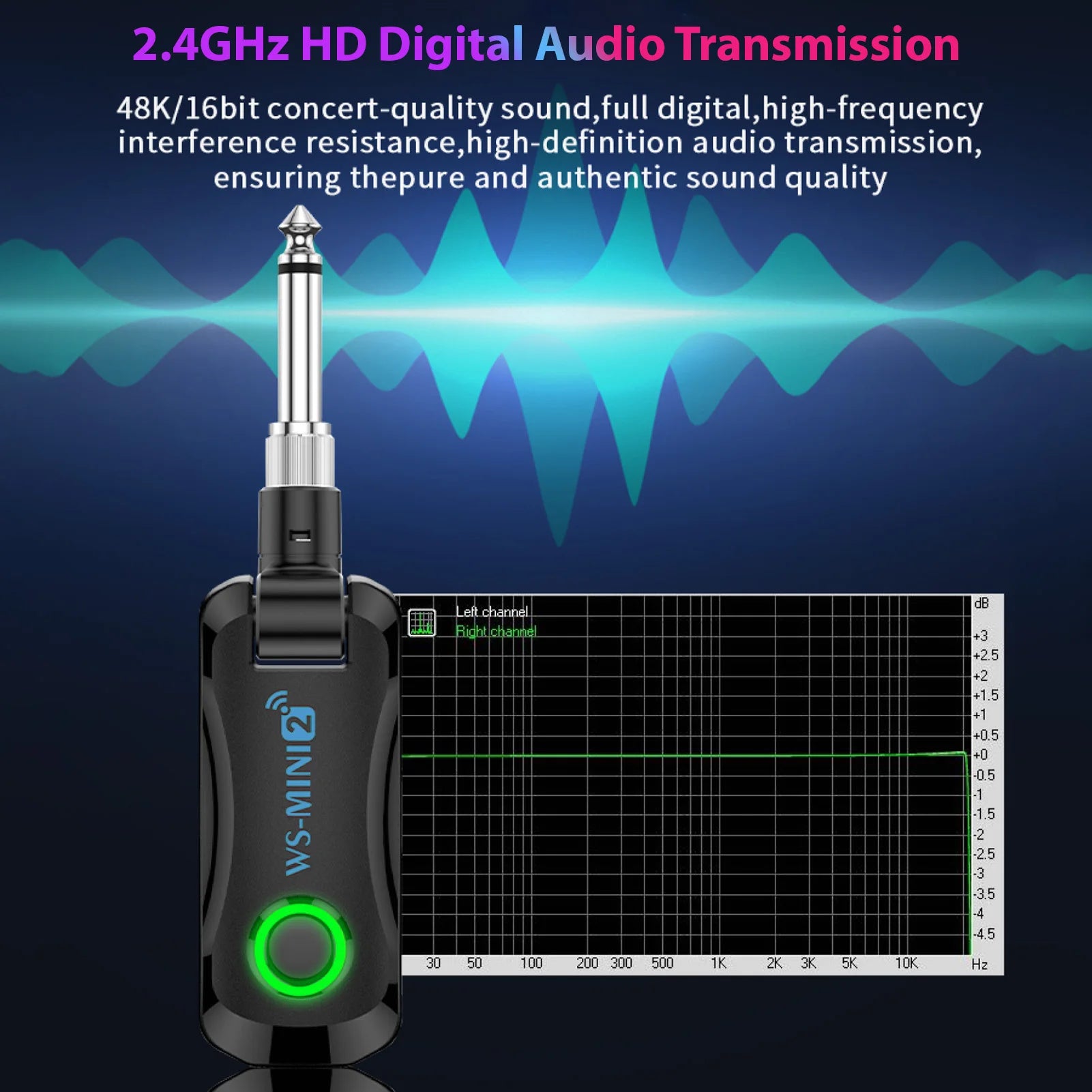 2.4G Wireless Guitar System Rechargeable Portable Transmitter Receiver Set with Charging Compartment Audio System 4 Channel