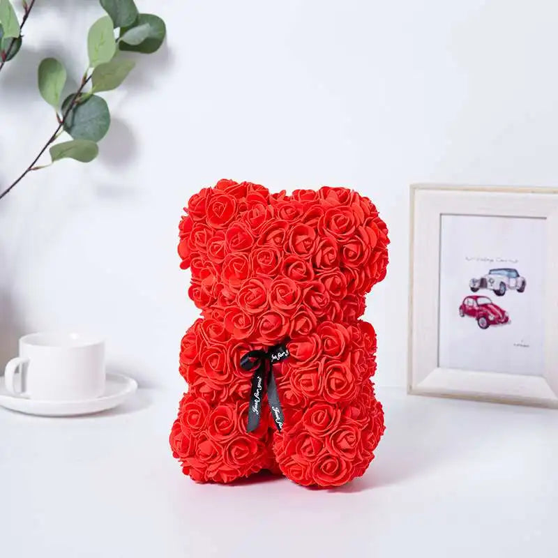 1pc Valentine's Day Gift Creative Rose Bear Gift Box PE Flower Romantic Foam Bear Hug Bear