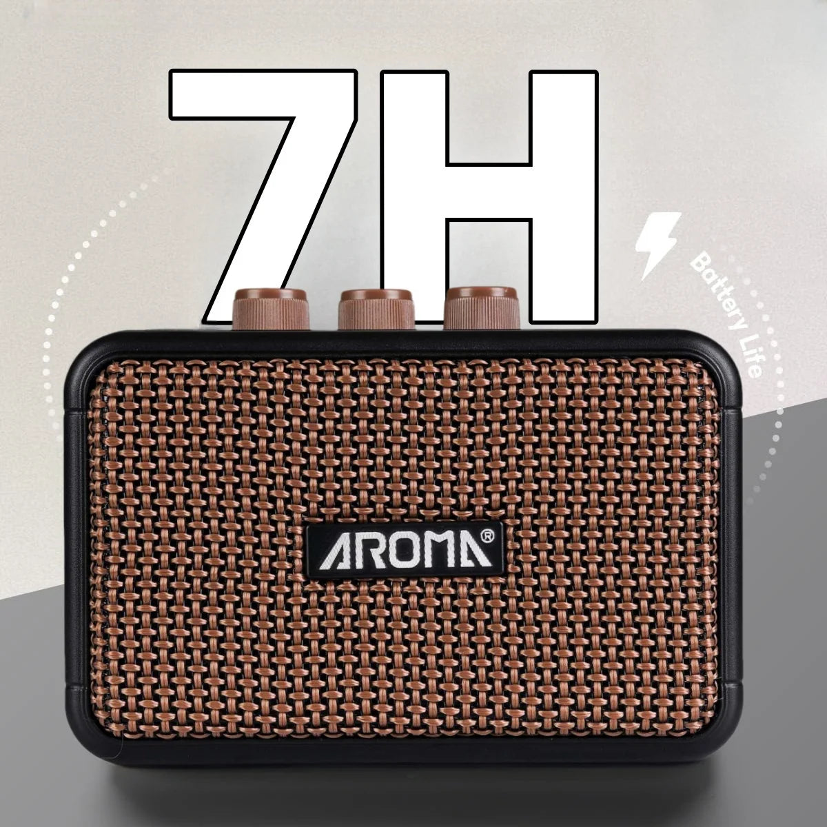 Aroma AG-04 Guitar Amplifier 5W Output Dual Speaker w/BT Wireless /Rechargeable Battery/Headphone Aux Jack Guitar Amp