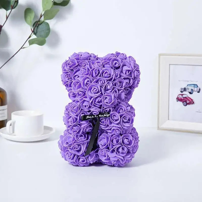 1pc Valentine's Day Gift Creative Rose Bear Gift Box PE Flower Romantic Foam Bear Hug Bear