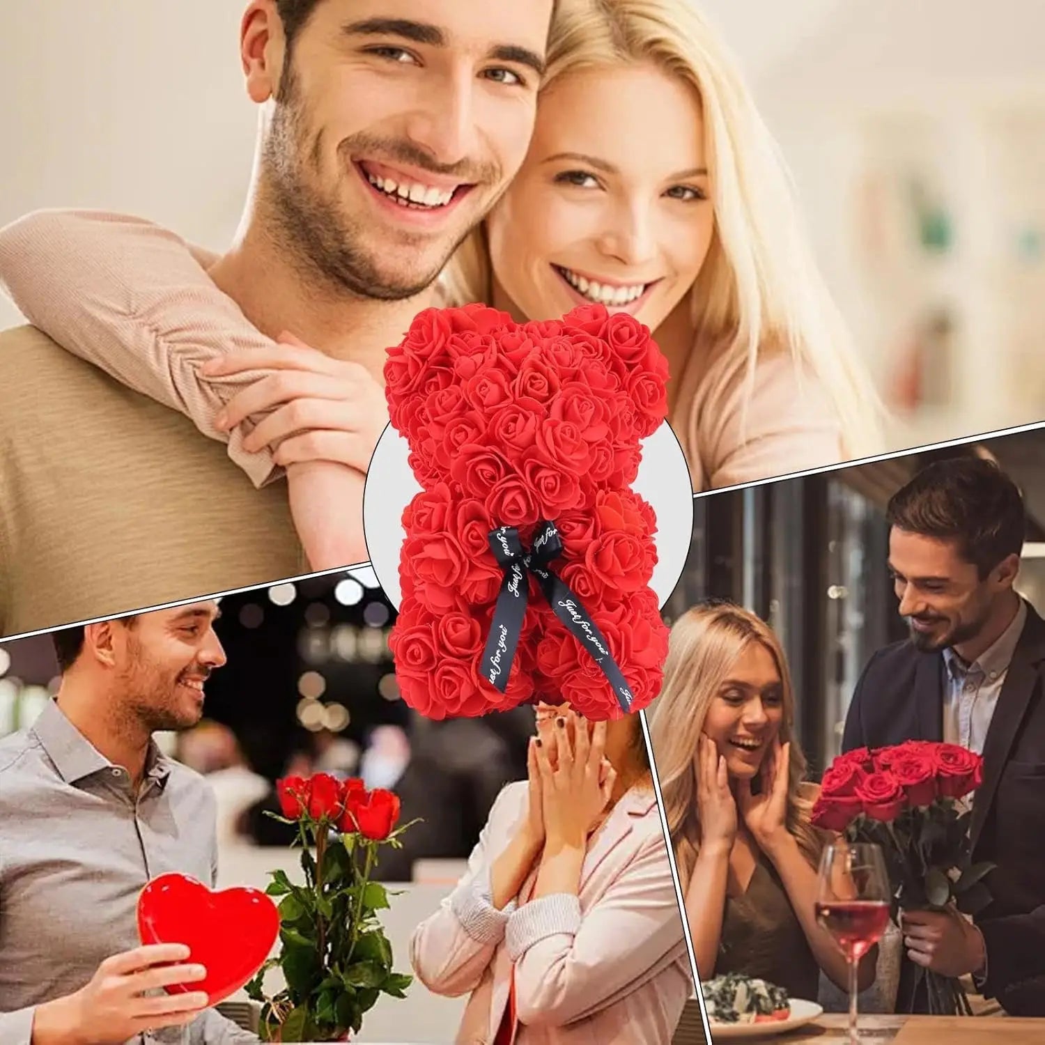 1pc Valentine's Day Gift Creative Rose Bear Gift Box PE Flower Romantic Foam Bear Hug Bear