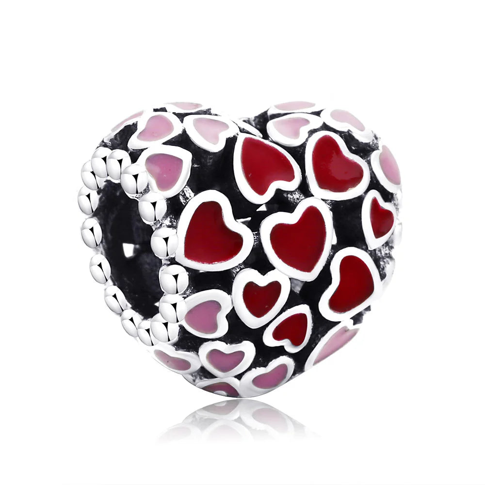 2025 New Valentine's Day Gift  Rose Lucky Bag Love Heart Dangle Charm Fit Original Pan Bracelet DIY Women Jewelry Accessories