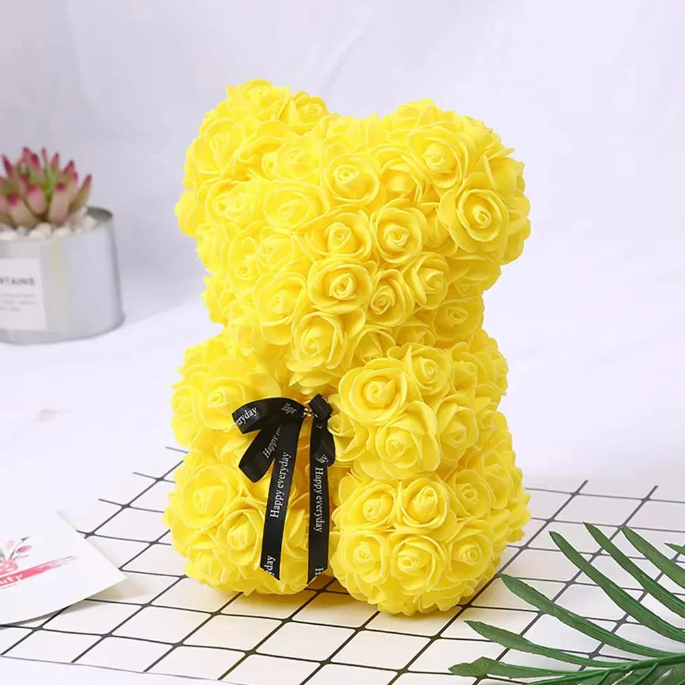 1pc Valentine's Day Gift Creative Rose Bear Gift Box PE Flower Romantic Foam Bear Hug Bear