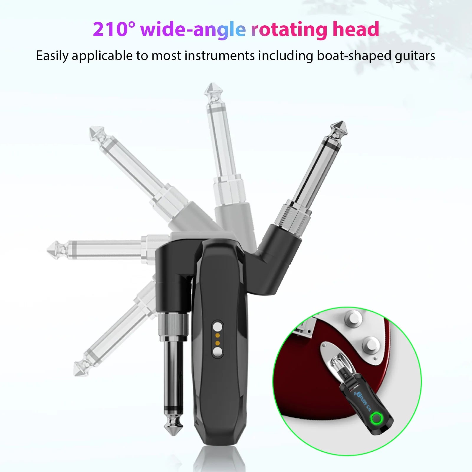 2.4G Wireless Guitar System Rechargeable Portable Transmitter Receiver Set with Charging Compartment Audio System 4 Channel