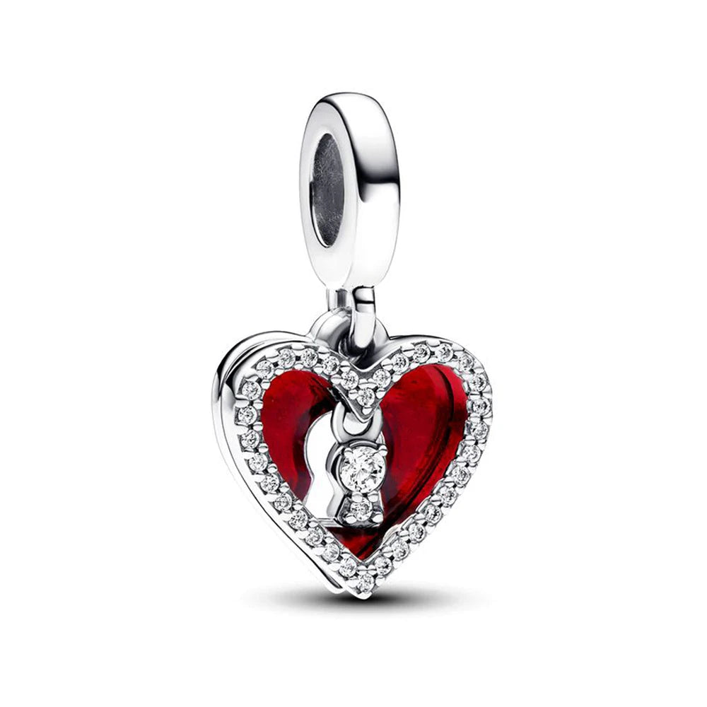 2025 New Valentine's Day Gift  Rose Lucky Bag Love Heart Dangle Charm Fit Original Pan Bracelet DIY Women Jewelry Accessories