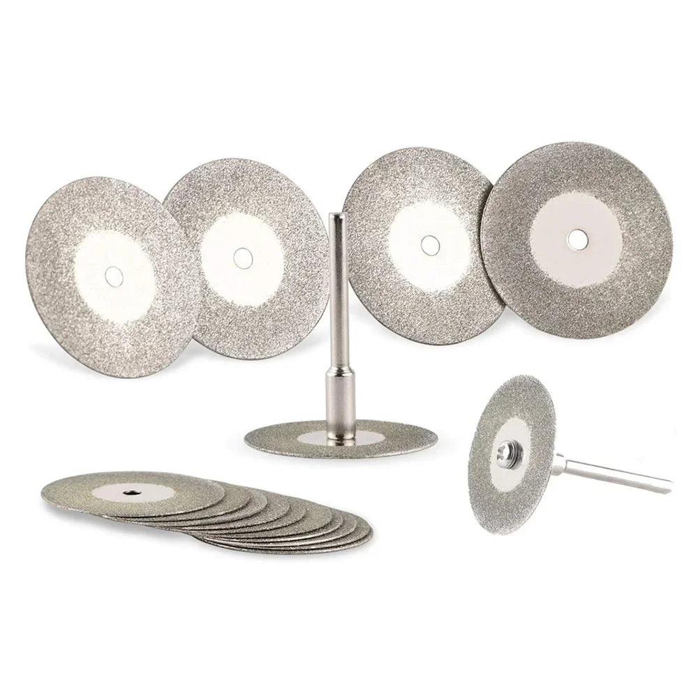 12pcs 22mm Diamond Cutting Disc 3mm Grinding Wheel Mandrel for Metal Cutting Rotary Tool Electric Grinder Parts
