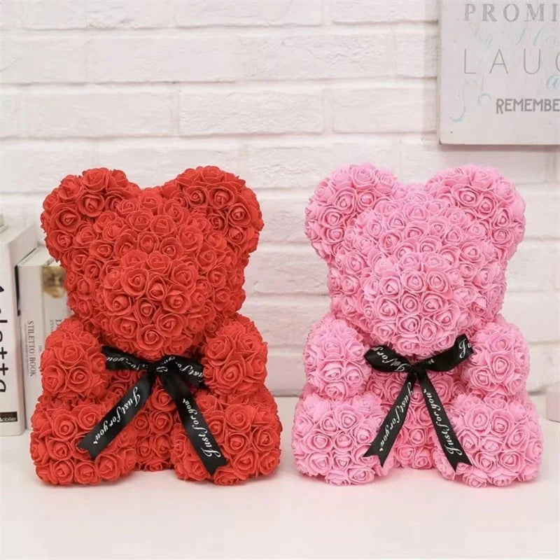 1pc Valentine's Day Gift Creative Rose Bear Gift Box PE Flower Romantic Foam Bear Hug Bear