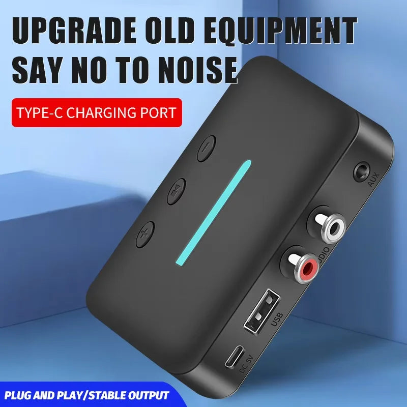 Bluetooth 6.0 Audio Receiver 3.5mm AUX RCA Wireless Audio Adapter Support U-Disk Playback For PC/TV/Car Kit/ Speaker Amplifier