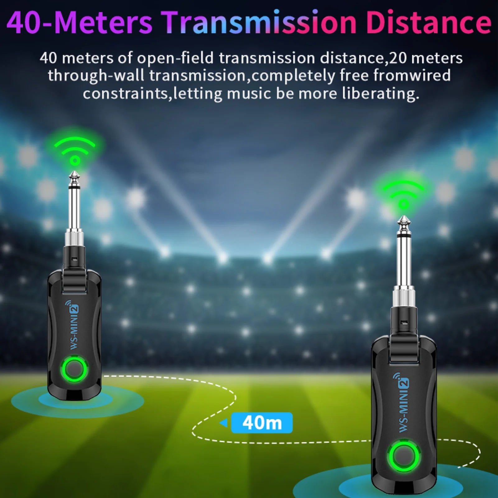 2.4G Wireless Guitar System Rechargeable Portable Transmitter Receiver Set with Charging Compartment Audio System 4 Channel