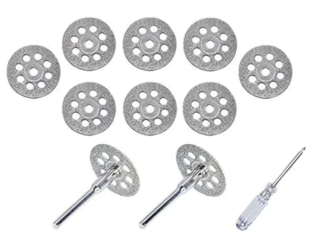 12pcs 22mm Diamond Cutting Disc 3mm Grinding Wheel Mandrel for Metal Cutting Rotary Tool Electric Grinder Parts
