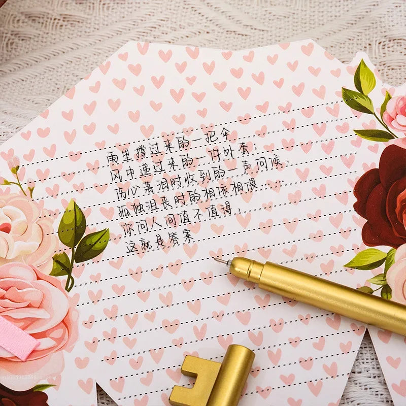 1pcs 3D Bouquet Greeting Card Bow Foil Valentine's Day Christmas Blessing Thank You Gift Message Thanksgiving Greeting Card